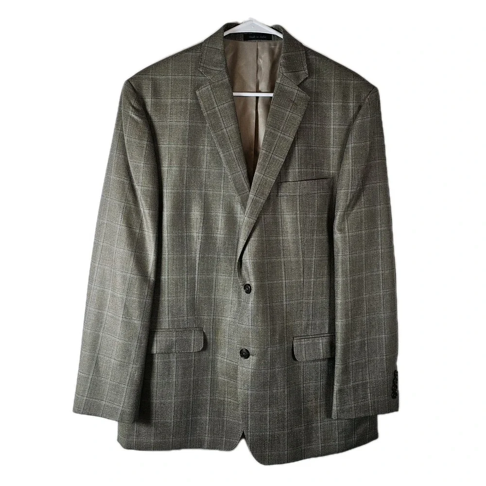 Calvin Klein 42R Men's Gray Window Plaid Blazer Sport Coat Suit Jacket India